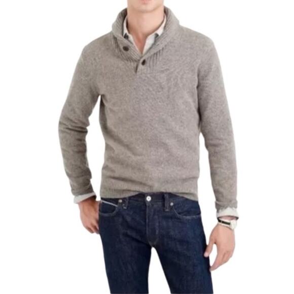 J CREW Marled Lambswool Sweater Men Sz S Gray Cozy Grunge Normcore Streetwear - Picture 2 of 14